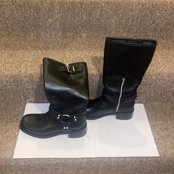 ♣️NWT Steve Madden Black Genuine Leather Harness Moto Boots - Picture 15 of 15